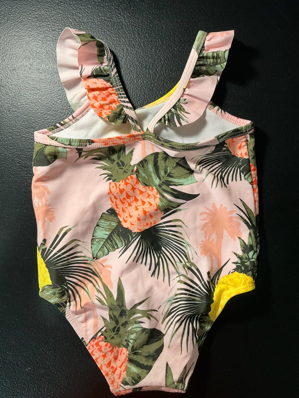 BECCA Pink Tropical Pineapple One-Piece Swimsuit with Yellow Trim
